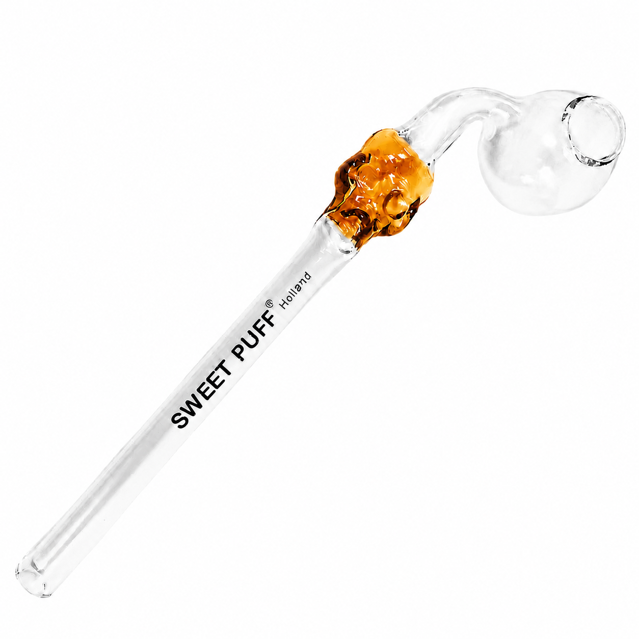 Skull Sweet Puff Glass Pipe 13cm Amber