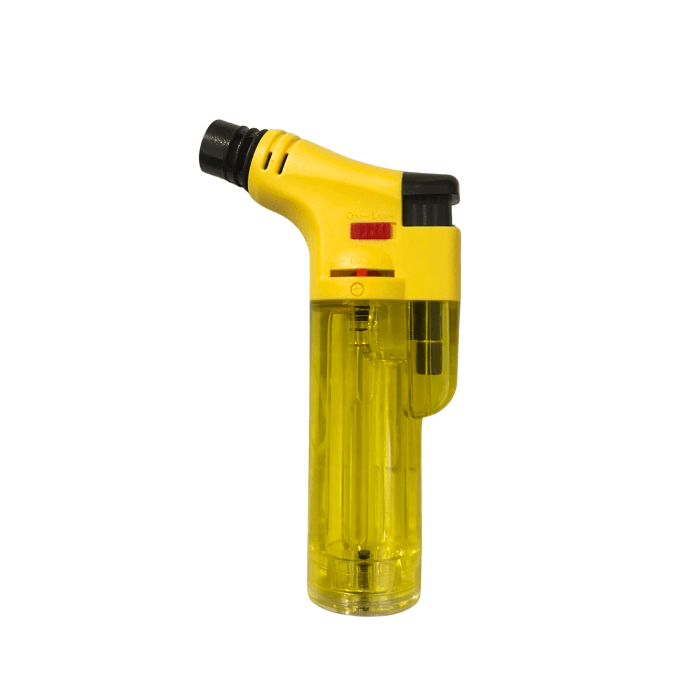 Transparent Stand Up Blowtorch Jet Lighters Yellow