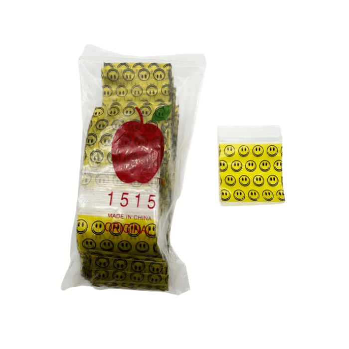 1515 Yellow Smiley Apple Bags 100 Pack 38x38mm