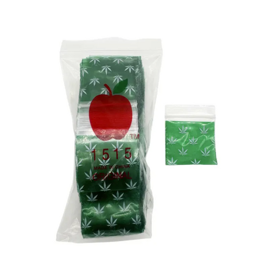 1515 Green Plant Apple Bags 100 Pack 38x38mm