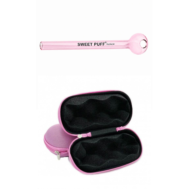 Straight Sweet Puff Glass Pipe & Medium Case Bundle