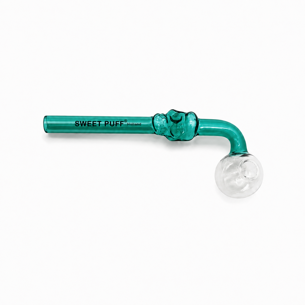 Full Colour Skull Sweet Puff Glass Pipe 14cm Teal