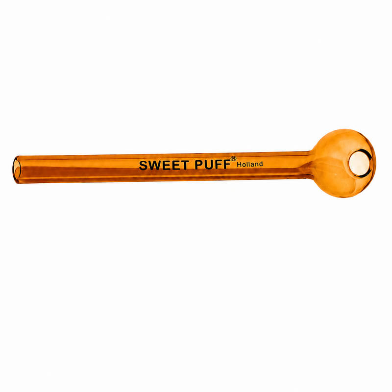 Full Colour Straight Sweet Puff Glass Pipe 12cm Amber