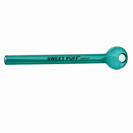 Full Colour Straight Sweet Puff Glass Pipe 12cm Teal
