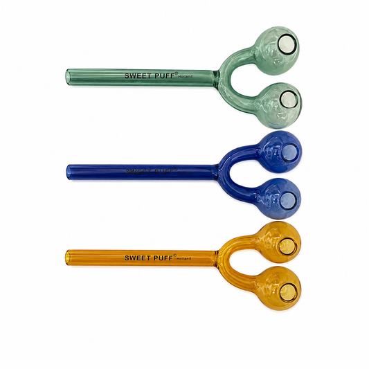 Solid Colour Twin Bowl Sweet Puff Glass Pipe 15cm