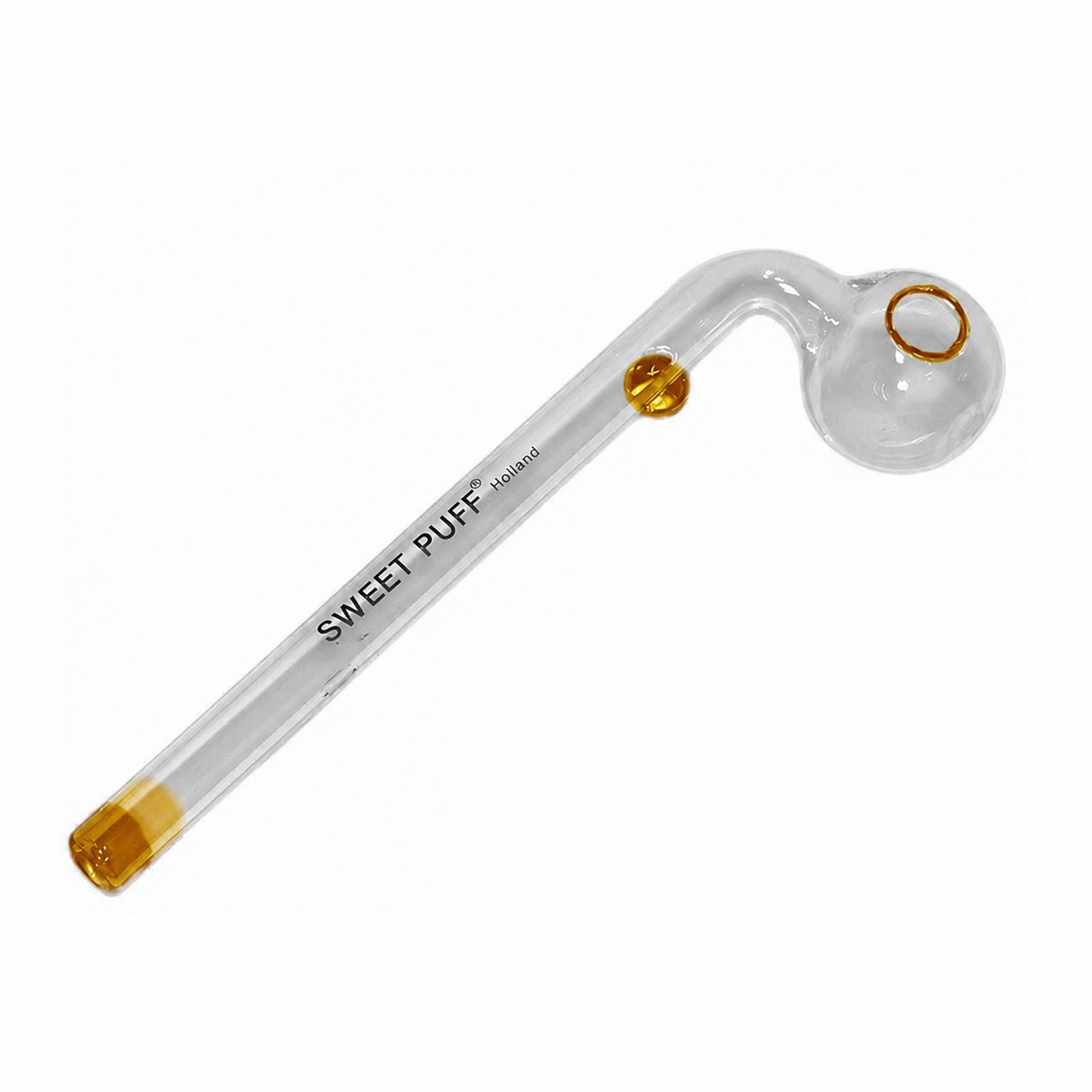 Sweet Puff Glass Pipe 14cm Amber