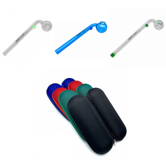 Sweet Puff Glass Pipe & Large Case Bundle