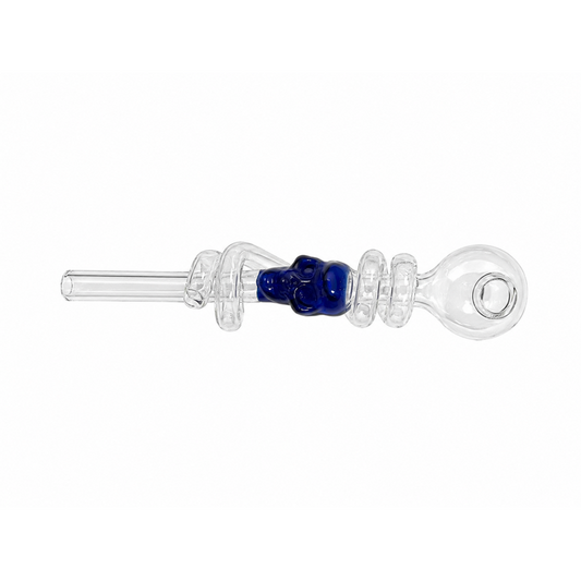 Swirl Skull Sweet Puff Glass Pipe 14cm Blue