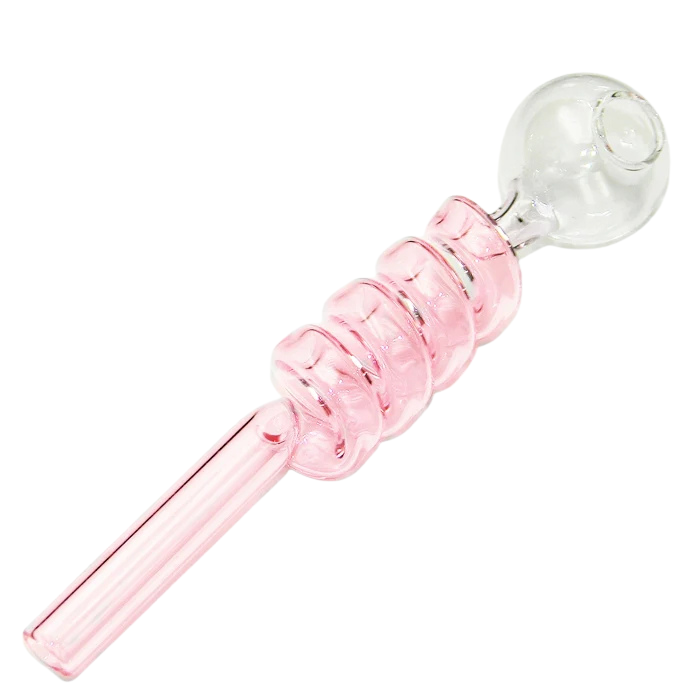 Curly Swirl Sweet Puff Glass Pipe 13cm Pink