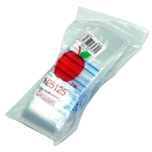 100 Apple125125 Resealable Plastic Bags Clear 32x32mm