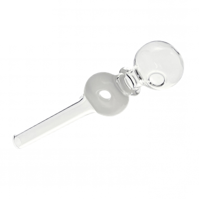 Donut Straight Glass Pipe 14cm White