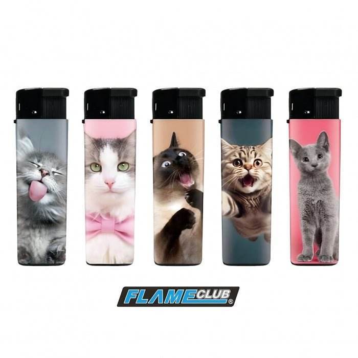 FlameClub Cat Refillable Gas Lighter 5 Pack