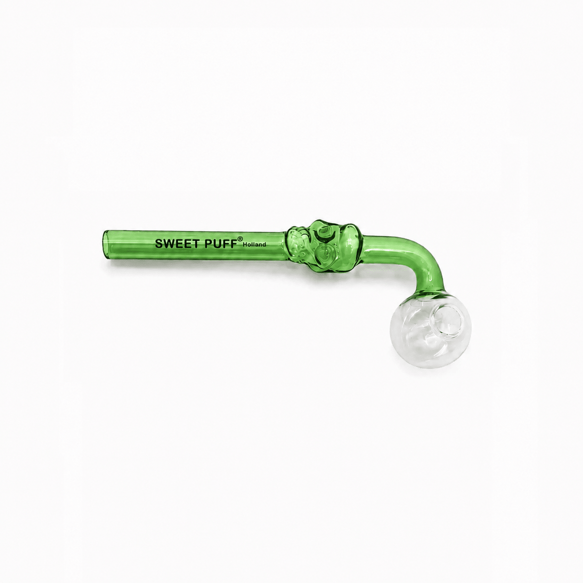 Full Colour Skull Sweet Puff Glass Pipe 14cm Green