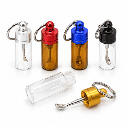 Glass Key Chain Snuff Jar