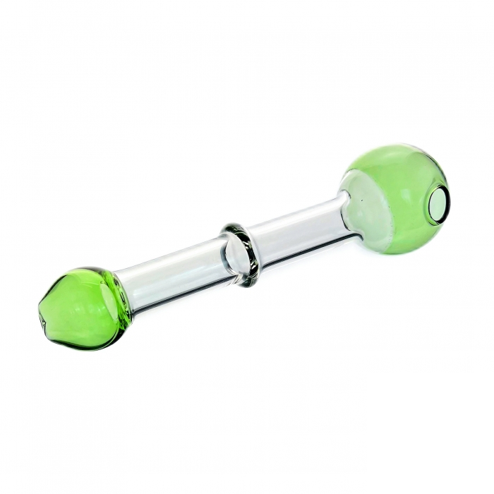 Annular Protrusion Straight Glass Pipe 12cm Green