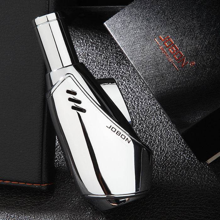 Jobon Vertical Egg Shape Jet Flame Lighter Silver