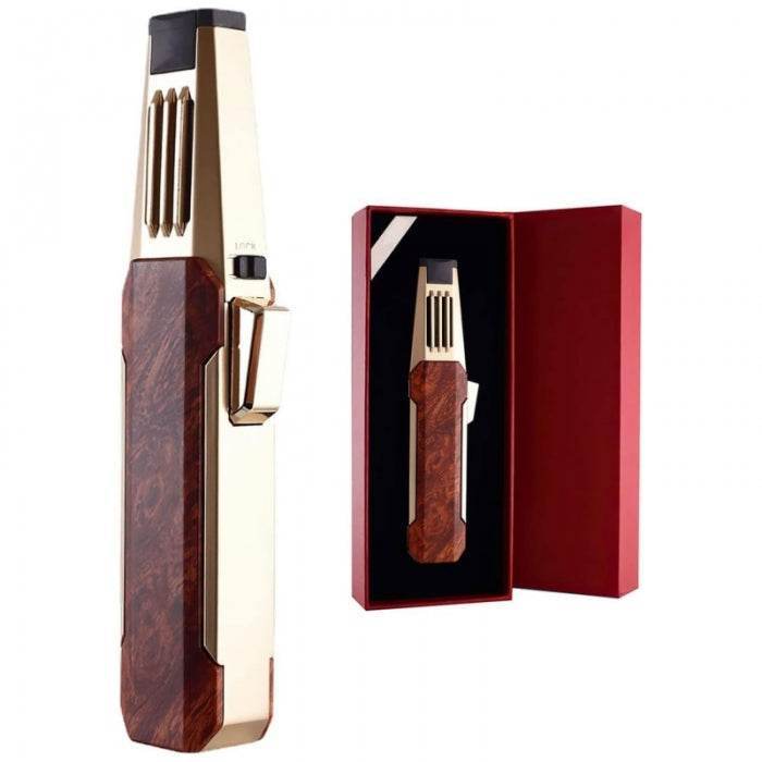 Jobon Zinc Alloy Adjustable Sharp Jet Flame Lighter 17cm Gold