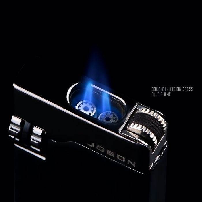 Jobon Double Flame Flint Metal Butane Gas Jet Lighter