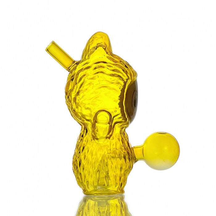 Labubu Mini Bubbler Glass Pipe 12cm Yellow
