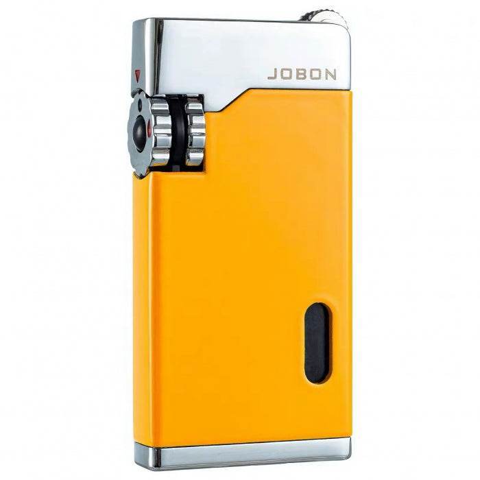 Jobon Double Flame Flint Metal Butane Gas Jet Lighter Yellow