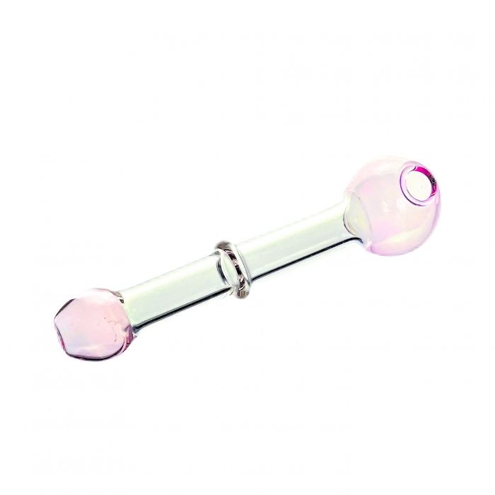 Annular Protrusion Straight Glass Pipe 12cm Pink
