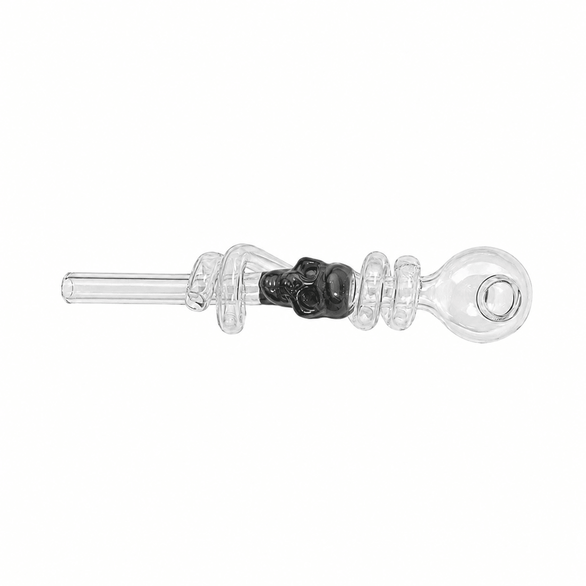 Swirl Skull Sweet Puff Glass Pipe 14cm Grey