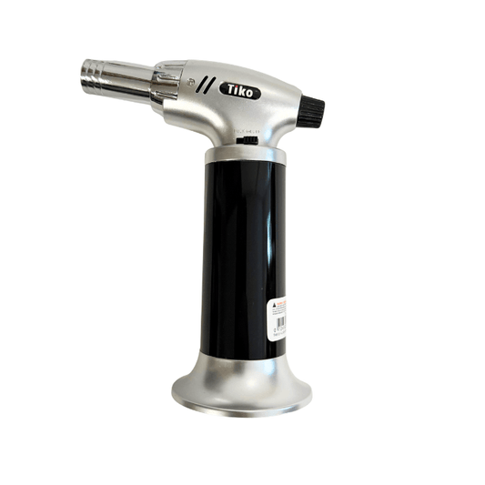 Tiko Standing Metal Jet Lighter 13cm Silver Black