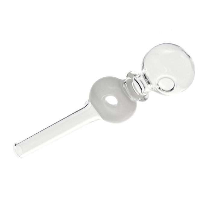 Donut Straight Glass Pipe 14cm White